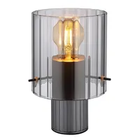 GLOBO Tischleuchte Tischlampe Esszimmerlampe Glas rauchfarben rillen Stoff H