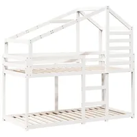 VidaXL Etagenbett mit Dach Weiß 90x200 cm Massivholz Kiefer