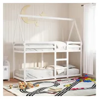 VidaXL Etagenbett mit Dach Weiß 90x200 cm Massivholz Kiefer