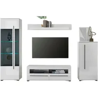 Furn.design Wohnwand, Weiß, Weiß Hochglanz, Kunststoff, Nachbildung, Uni, 6