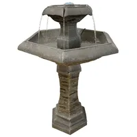 Köhko Hexagon Eleganz Gartenbrunnen mit LED Beleuchtung, Wasserfall, Vogeltränke,
