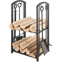 Lienbacher raik 21.00.208.2 Holzregal & Kaminbesteck 4-TLG., schwarz