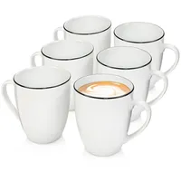 Sänger Kaffeebecher Marlo Black Rim 6 teilig aus Porzellan
