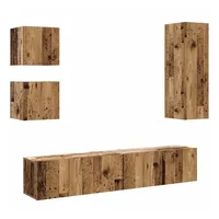 VidaXL 5-tlg. TV-Schrank-Set Wandmontage Altholz-Optik Holzwerkstoff