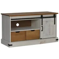VidaXL TV-Schrank HALDEN mit Schiebetür Weiß 110x40x60 cm Massivholz