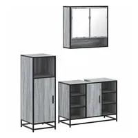 VidaXL Badmöbel-Set Grau 3-tlg. Sonoma Holzwerkstoff