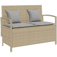 VidaXL Gartenbank mit Stauraum und Kissen Beige Poly Rattan