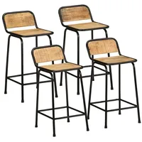 VidaXL Barhocker 4 Stk. 46x35,5x80 cm Raues Mango Massivholz