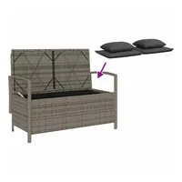 VidaXL Gartenbank mit Stauraum und Kissen Grau Poly Rattan