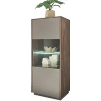 Furn.design Vitrine, grau Glas, Holzwerkstoff, Nachbildung, 2 Fächer, 55x130x40