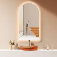 Hoko LED Bogenspiegel Beschlagfrei 50x90cm/90x50cm mit Weißer Metallrahmen, HOCH+QUER