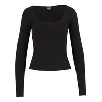 URBAN CLASSICS Ladies Wide Neck Longsleeve in Schwarz, S