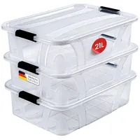Konzept Aufbewahrungsbox mit Deckel (21L-3er Set), BPA-frei, robuster Verschlussclips