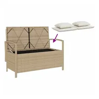 VidaXL Gartenbank mit Stauraum und Kissen Beige Poly Rattan