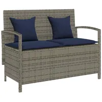 VidaXL Gartenbank mit Stauraum und Kissen Grau Poly Rattan