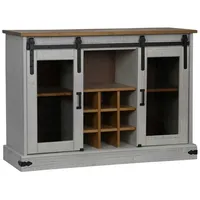 VidaXL Sideboard HALDEN 2 Schiebetüren Weiß 112x40x80 cm Massivholz