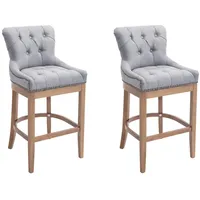 CLP 2er Set Barhocker Lakewood Stoff hellgrau/antik-hell