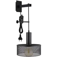 GLOBO Wandlampe Schlafzimmerleuchte Wandleuchte Steckerkabel Schwarz-matt H 57 cm
