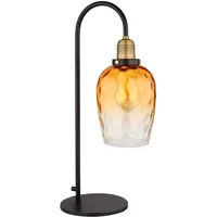 GLOBO Tischleuchte Beistelllampe Leseleuchte Nachttischlampe Messing Glas Amber H