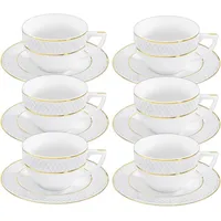 Wilmax england Tassen mit Untertassen - Goldmuster - 6er-Set