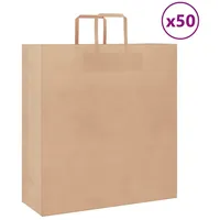 VidaXL Papiertragetaschen 50 Stk., mit Henkeln, Kraftpapiertüten, Geschenktüten für
