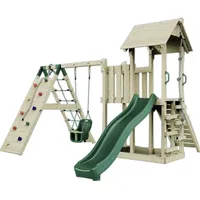 Polar play Spielturm Farö Babyschaukel Kletterwand Rutsche Grün