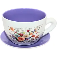 Dekohelden24 Blumentopf, Pflanztasse, Pflanzkübel, Pflanzgefäß, Übertopf aus Keramik bunt