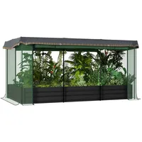 Outsunny Hochbeet Stahl, Pflanzkasten, Blumenkasten mit Vogelschutznetz, Sonnenschutz,