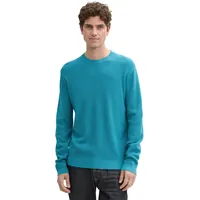 Tom Tailor Structured Crewneck Knit Pullover Turquoise Blue Melange