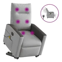 VidaXL Massagesessel mit Aufstehhilfe Elektrisch Wolkengrau Stoff