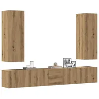 VidaXL 5-tlg. TV-Schrank-Set Wandmontage Artisan-Eiche Holzwerkstoff