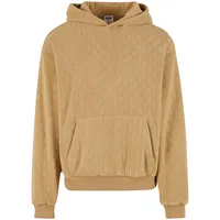 URBAN CLASSICS Jaquard Velvet Kapuzenpullover Union Beige S