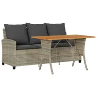 VidaXL Gartensofa 3-Sitzer mit Kissen & Tisch Hellgrau Poly