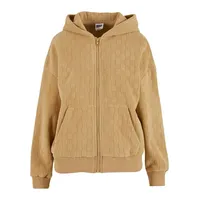URBAN CLASSICS Jacquard Velvet Oversized Reißverschlusspullover Union Beige 3XL