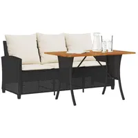VidaXL Gartensofa 3-Sitzer mit Kissen & Tisch Schwarz Poly