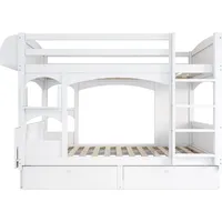 XDOVET Etagenbett mit klappbarem Schreibtisch 90 x 200 cm