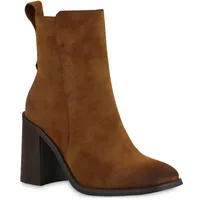 VAN HILL Damen Klassische Stiefeletten Blockabsatz Basic Trendy Schuhe