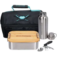 Toolbrothers Fan Lunchpaket mit Edelstahl Brotdose mit Bambus Deckel