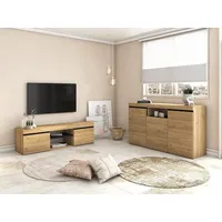 SKRAUT HOME - Set Naturale Wohnzimmer Esszimmer, Beistellmöbel, Buffet-TV-Schrank