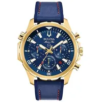 BULOVA Men's Marine Star 97B168 Gold Leather Quartz Sport