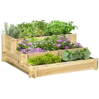 Outsunny Stufenbeet,, natur Holz, 93x35x93 cm Gartenzubehör, Hochbeete