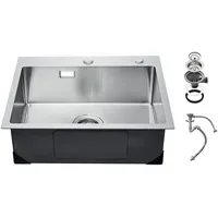 Vevor Küchenspüle Einzelbecken Edelstahl Handbetätigung 680 x 450 mm