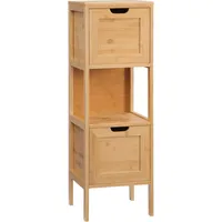 Kleankin Badezimmerschrank, Unterschrank mit Schubladen, Beistellschrank, Natur