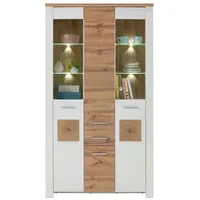 LIV'IN Vitrine B 112 cm MATERA, Weiß supermatt Dekor