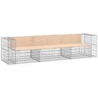 VidaXL Gartenbank aus Gabionen 287x71x65,5 cm Massivholz Kiefer