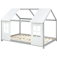 [en.casa] Kinderbett Tostedt Halboffenes Design 120x200cm Grau/Weiß