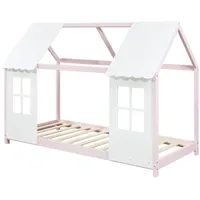 [en.casa] Kinderbett Tostedt 90 x 200 cm Kiefer rosa/weiß