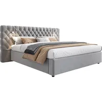 XDOVET Polsterbett mit LED-Beleuchtung und Stauraum Hydraulik Erwachsenenbett Doppelbett