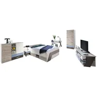 Lomadox Jugendzimmer Komplett Set mit Bett 140x200 cm Kleiderschrank