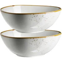 Mäser Schüssel Pintar, Braun, Beige, Keramik, 2-teilig, organisch, 22x8x19
